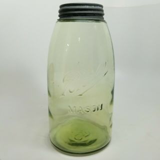 Rare Antique 1910 Ball Mason Olive Green Fruit Jar 1/2 Gallon Dropped A 5 2dots
