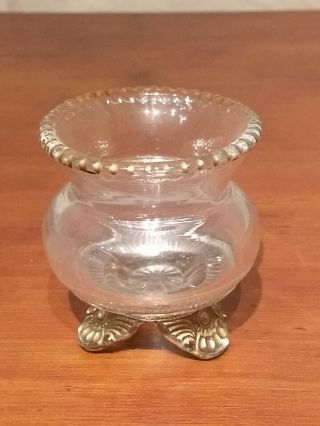 1898 Antique Eapg Us Glass Colorado Gold Gilded Pattern 3 Ftd Toothpick Holder