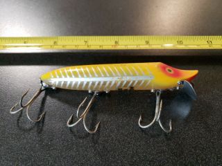 Rare Old Heddon Vamp Spook Lure Lures Gold Eyes Yellow Shore 2