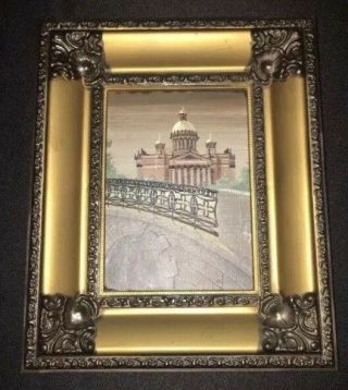 St.  Isaac’s Cathedral,  St.  Petersburg Russia Vintage Framed Signed Oil Painting