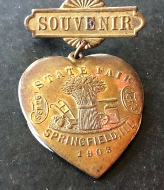 Antique 1903 Illinois State Fair Souvenir Pin