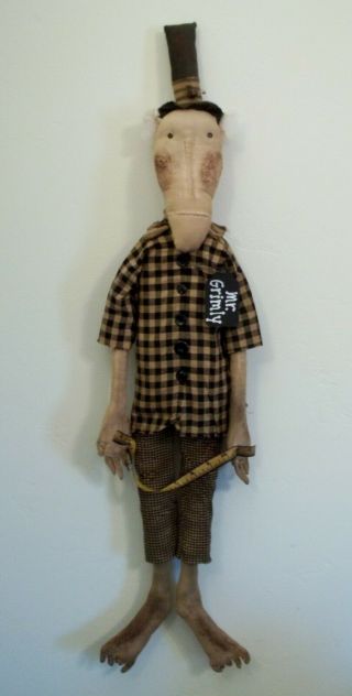 Primitive Grungy Tall Mr.  Grimly The Grubby Undertaker Halloween Doll