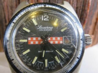 Vintage Lucerne Calendar Tachymetre Date Watch Repair Runs RP1 3