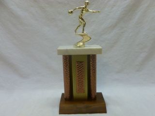 Vtg Retro Mod 60s Marble Base Womens Bowling League Trophy Award Display Blank