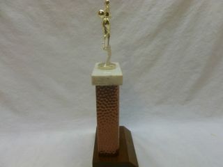 Vtg Retro Mod 60s Marble Base Womens Bowling League Trophy Award Display Blank 4