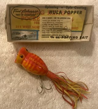 Fishing Lure Fred Arbogast Hula Popper Tuff Red Coach Dog Tackle Box Crank Bait