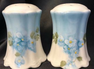 Hand Painted Antique Style Blue And White Salt And Pepper Shakers Porcelain 3