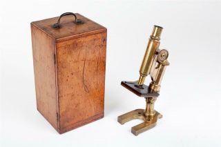 Vintage C1900 " E.  Leitz Wetzlar  No.  38586 " Brass Microscope With Case 16