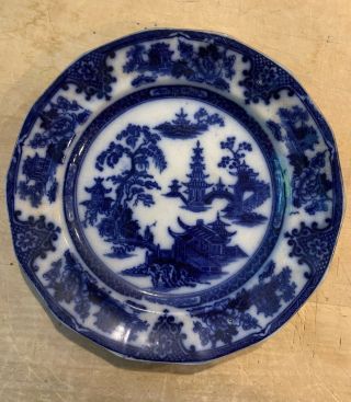 Antique Flow Blue Salad Plate W Adams & Son Tonquin