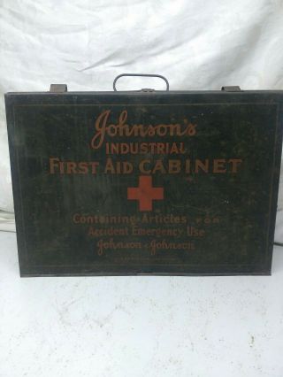 Antique Johnson’s Industrial First Aid Cabinet Great Display Decor Shop