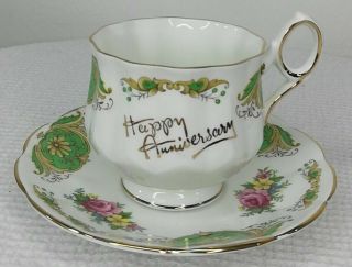 Elizabethan Tea Cup Saucer Fine Bone China England Taylor & Kent Floral 1919