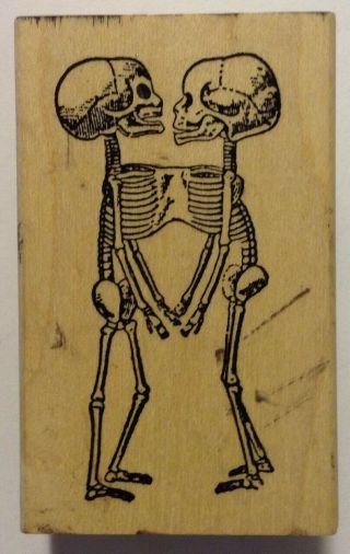Rubber Stamp - Conjoined Twin Skeletons Antique Anatomy Illustration Sideshow