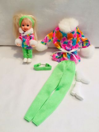 Vintage Barbie And Kelly Fashion Avenue Winter Ski Outfits With Kelly Doll