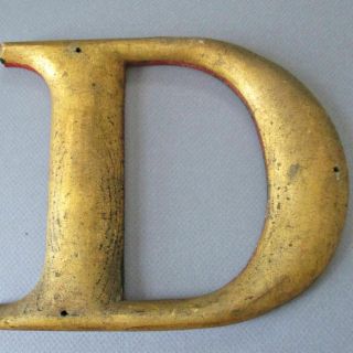 Antique Gold Leaf Carved Wood 7 " Letter Sign Initial " D " Architectural Salvage