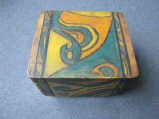 Antique Art Deco Folk Art Hand Painted Wooden Box Signed George Francis