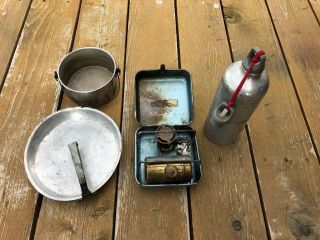 Vintage Optimus 8r Camp Stove With Pan,  Pot,  And Fuel Canister