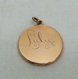 Antique Vintage Victorian W&h Co Rose Gold Filled Engraved Lulu Opening Locket