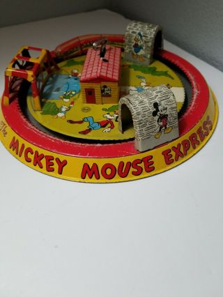 Antique 1950s Marx Mickey Mouse Express Tin Litho Train.  Flaw
