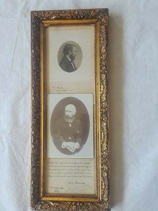 Louis Lacombe Pianist Antique French Frame Photos Handwritten Note Autograph