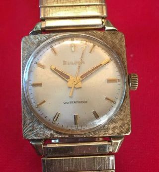 Vintage Bulova Gold Ep Watch.  M6.  Parts.  27mm Does Not Run.  Hands Move