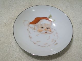 Vintage Style House China Platinum Ring 5 5/8 " Bowl Hand Painted Christmas Santa