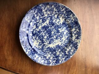 Antique Blue Spongeware Spatterware Plate