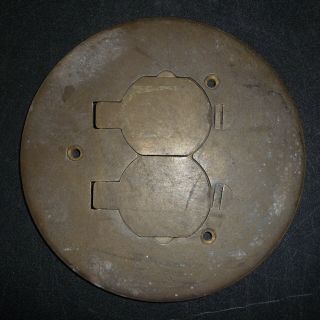 Vintage Solid Brass Electrical Outlet Plate By Walker 2183