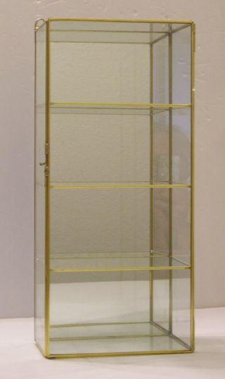 16 " X 7 " Glass And Brass Curio Display Cabinet