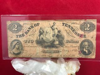1867 Antique " The Bank Of Tennessee - Nashville - Two Dollars - Ung/uncert