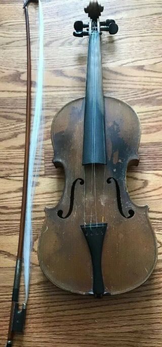 Antique Violin Made In Germany 23” 8” Bow France