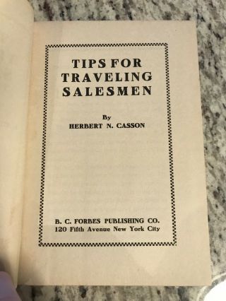 1929 Antique Business Book " Tips For Traveling Salesmen "