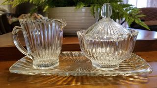 Mikasa Royale Suite Pattern Vintage Cut Glass Sugar And Creamer With Plate