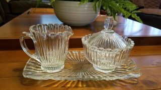 Mikasa Royale Suite Pattern Vintage cut glass sugar and creamer with plate 2