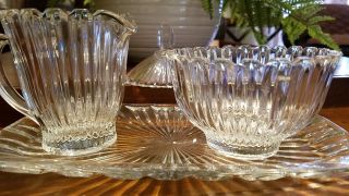Mikasa Royale Suite Pattern Vintage cut glass sugar and creamer with plate 3