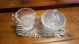 Mikasa Royale Suite Pattern Vintage cut glass sugar and creamer with plate 4