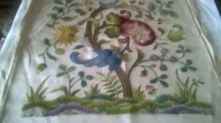 Antique Large Wool Embroidery Jacobean Design,  Fantastic Needlework