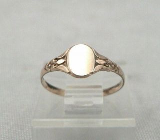 Antique Edwardian 10k Yellow Gold Baby Ring Childs Oval Signet 0.  3g Size 1.  25