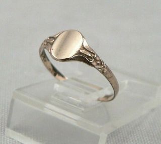 Antique Edwardian 10K Yellow GOLD BABY RING Childs Oval Signet 0.  3g Size 1.  25 3