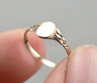 Antique Edwardian 10K Yellow GOLD BABY RING Childs Oval Signet 0.  3g Size 1.  25 7