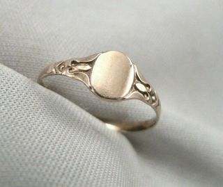Antique Edwardian 10K Yellow GOLD BABY RING Childs Oval Signet 0.  3g Size 1.  25 8