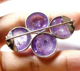 LARGE ANTIQUE VICTORIAN SILVER & AMETHYST BROOCH PIN 4