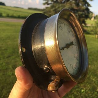 Antique Steampunk Federal brass front gauge 4