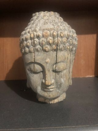 17 " Carved Wooden Buddha Head