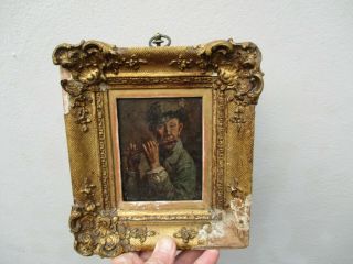 An Early Victorian Oil Painting Of A Man Playing A Flute C1840