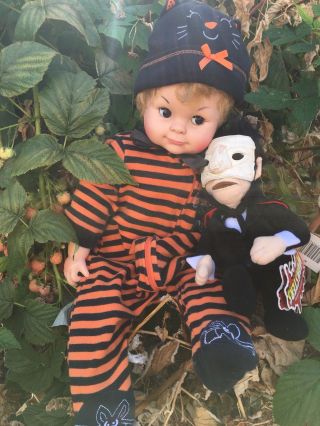 Vintage Halloween Baby With Toy 21” Tall 60s