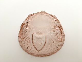 Antique Vintage Pink Depression Glass Candy Dish with Lid,  Roses in Hearts 8