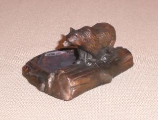 Art Deco Casting Bronze ASHTRAY Bear by the Forest Lake Theme 187R 2
