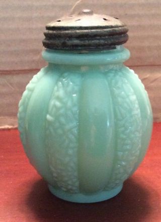 Vintage Eapg Antique Victorian Green Milk Glass Sugar Shaker