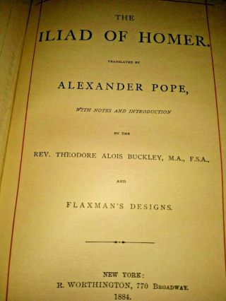 The Iliad Of Homer Alexander Pope English Translation Antique Book 1884 4