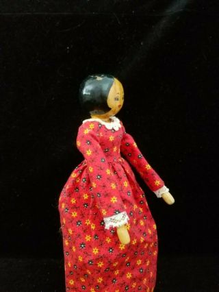 VINTAGE 1979 HAND CARVED WOOD DOLL BY ARTIST JUDY BROWN DRESS 3